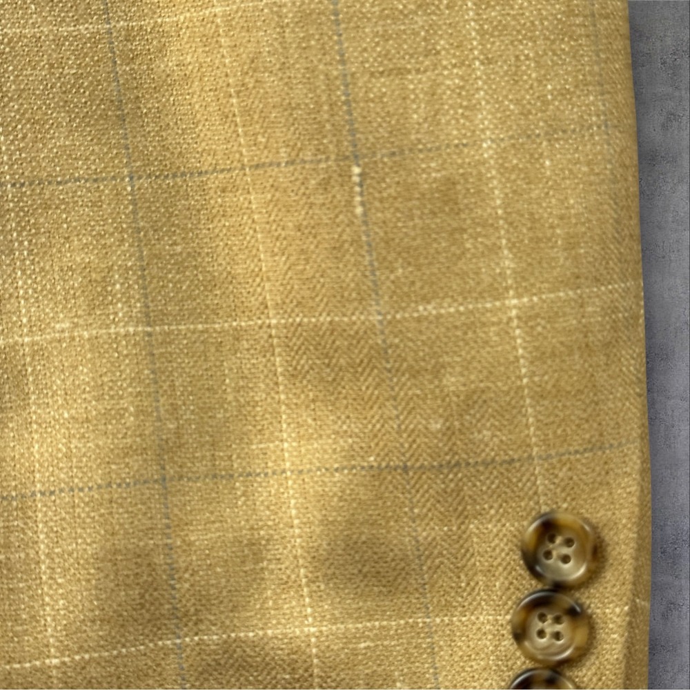 J Ferrar 42S Tan Windowpane Blazer Wool Linen Silk Italian Fabric Sport Coat - Picture 11 of 16